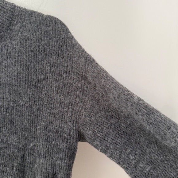 Quince women's Merino Wool Baby Alpaca Ribbed Mock Neck Sweater Charcoal Grey XL - Picture 6 of 10